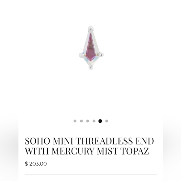 Soho Mini Threadless End with Mercury Mist Topaz - Picture 2 of 4